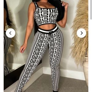 Black and white pants set